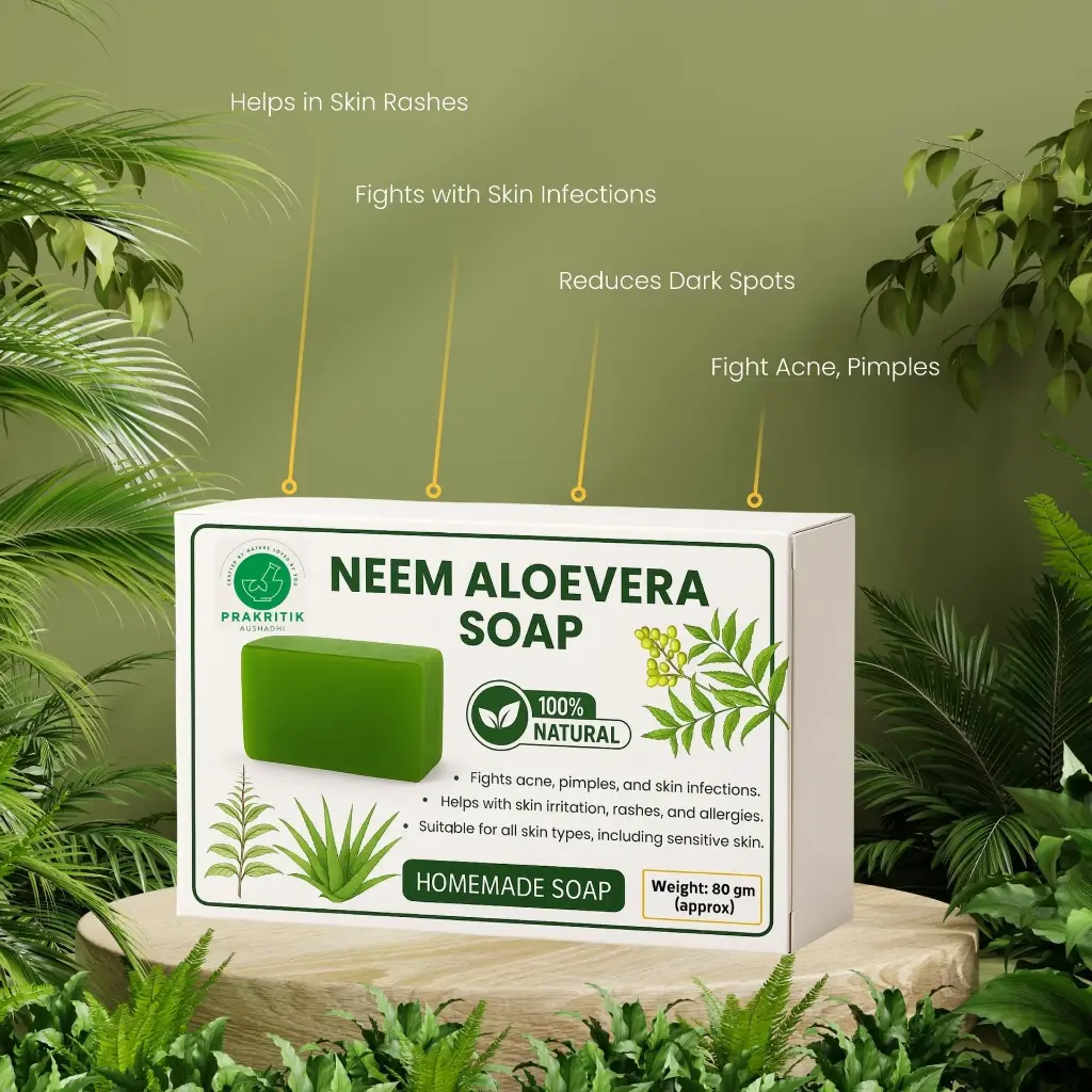 Neem Aloe Vera Soap Prakritik Aushadhi Soap to Cure Pimples Skin Infections