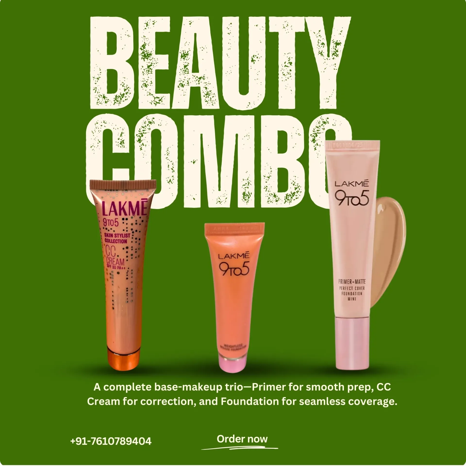 Combo Pack of Lakme CC Cream + Lakme Foundation + Lakme Primer