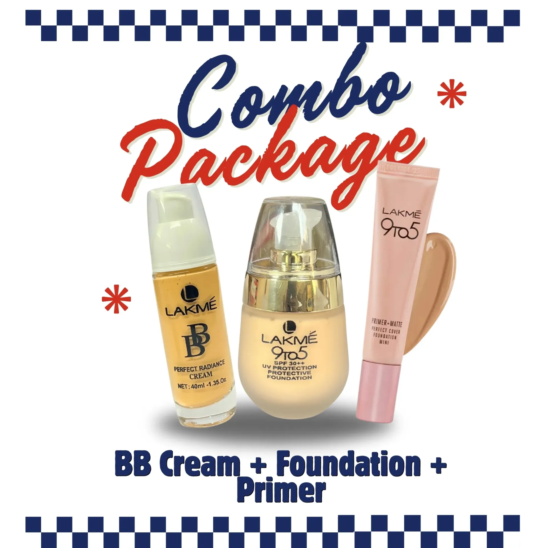Combo Pack of Lakme BB Cream + Lakme 9 to 5 Foundation + Primer