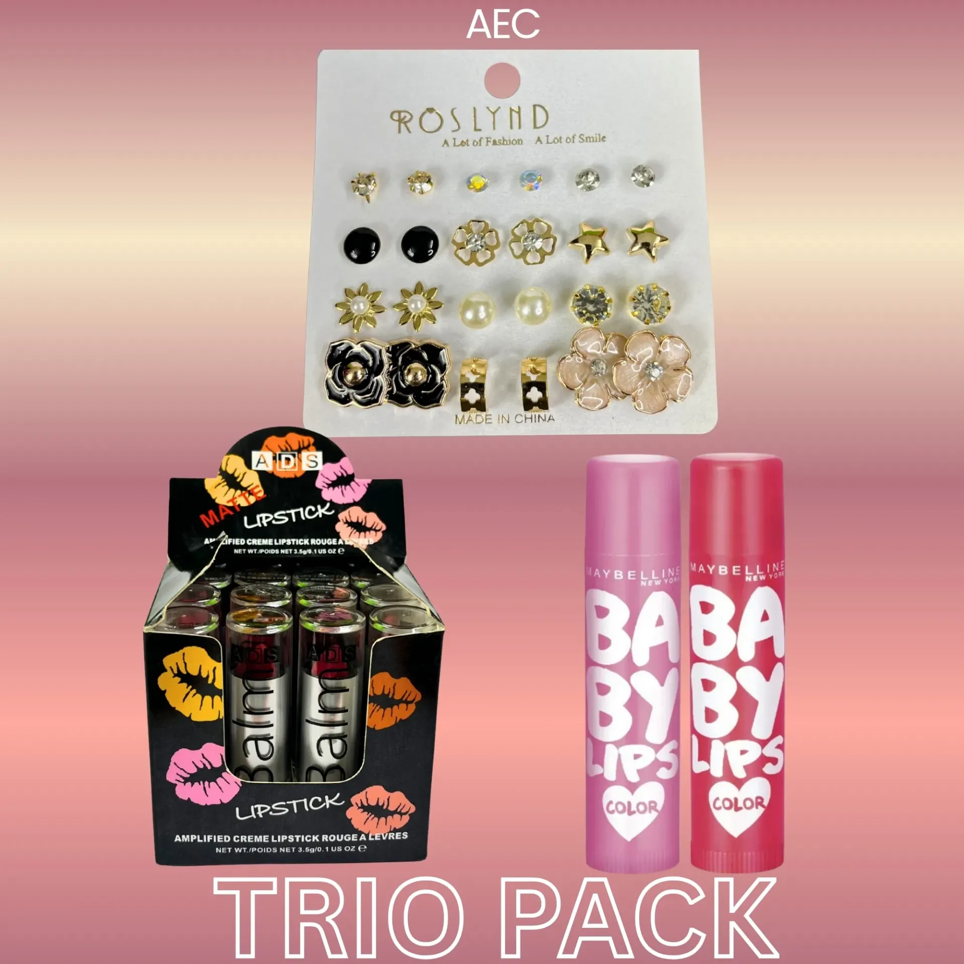 Combo Pack of 12 Red Shades Of Lipsticks + 12 Set of Earrings + 2 Lipbalm