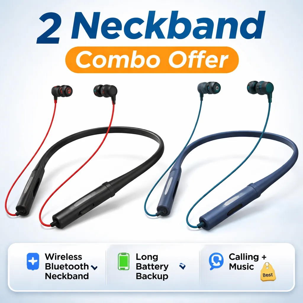 Combo packs of 2 Neckbands, Get two different colours in 1 Pack