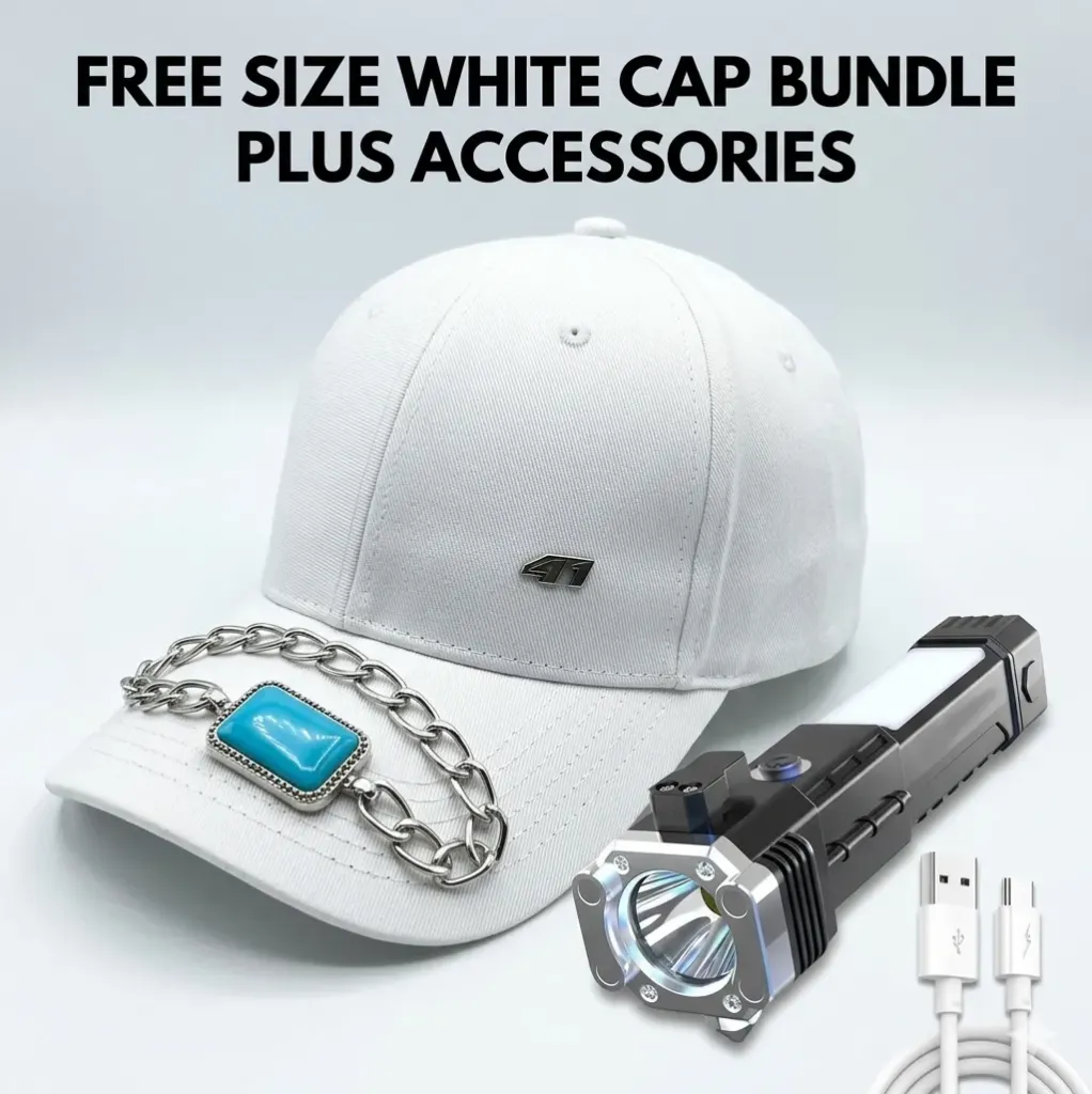 Combo Pack of White Cap + Hammer Torch + Bracelet