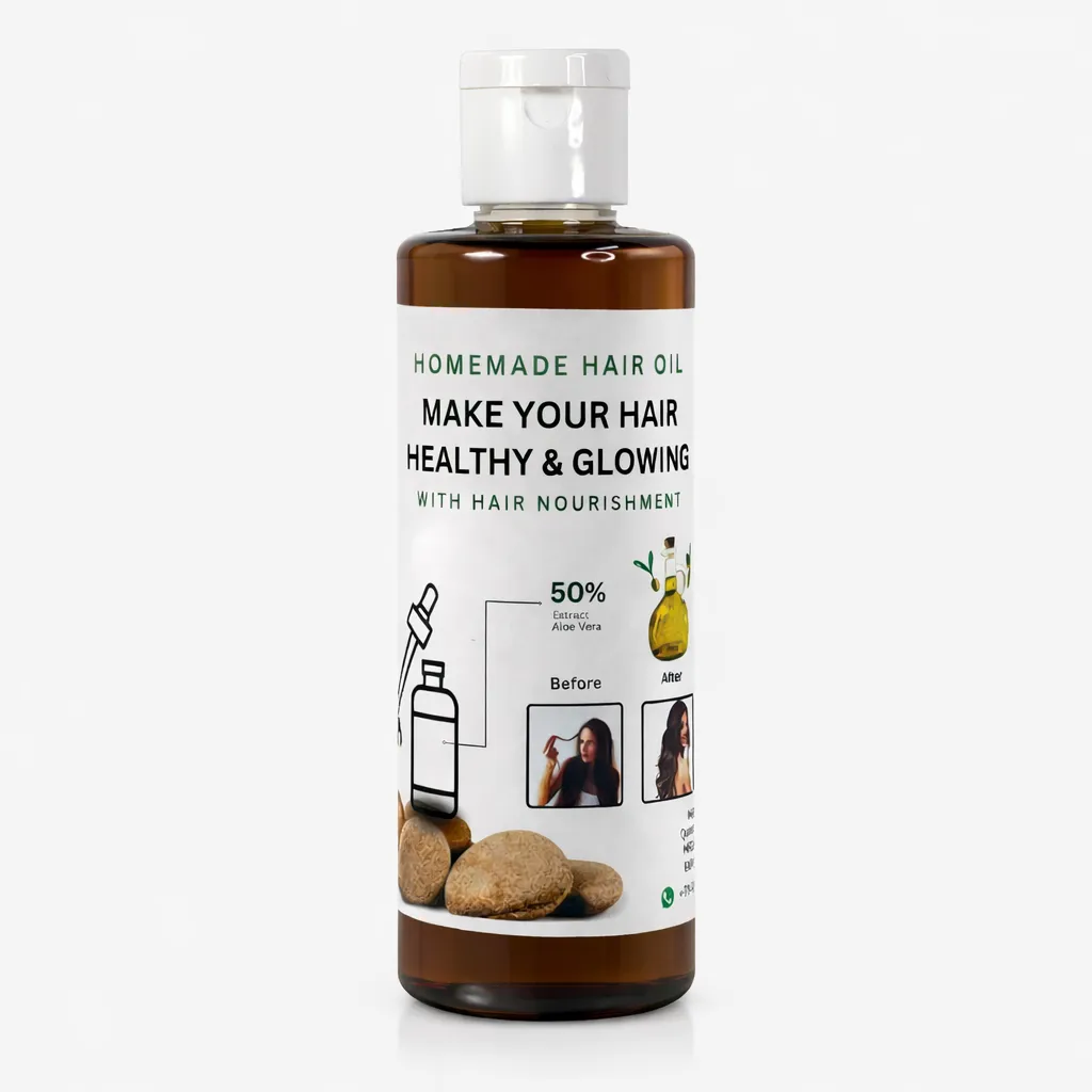 Hair Oil Homemade Natural Oil, Makes your Hair Strong, Silky, Dandruff Free, Dark Black, Contains Onion, Garlic, Amla Juice 200 ml