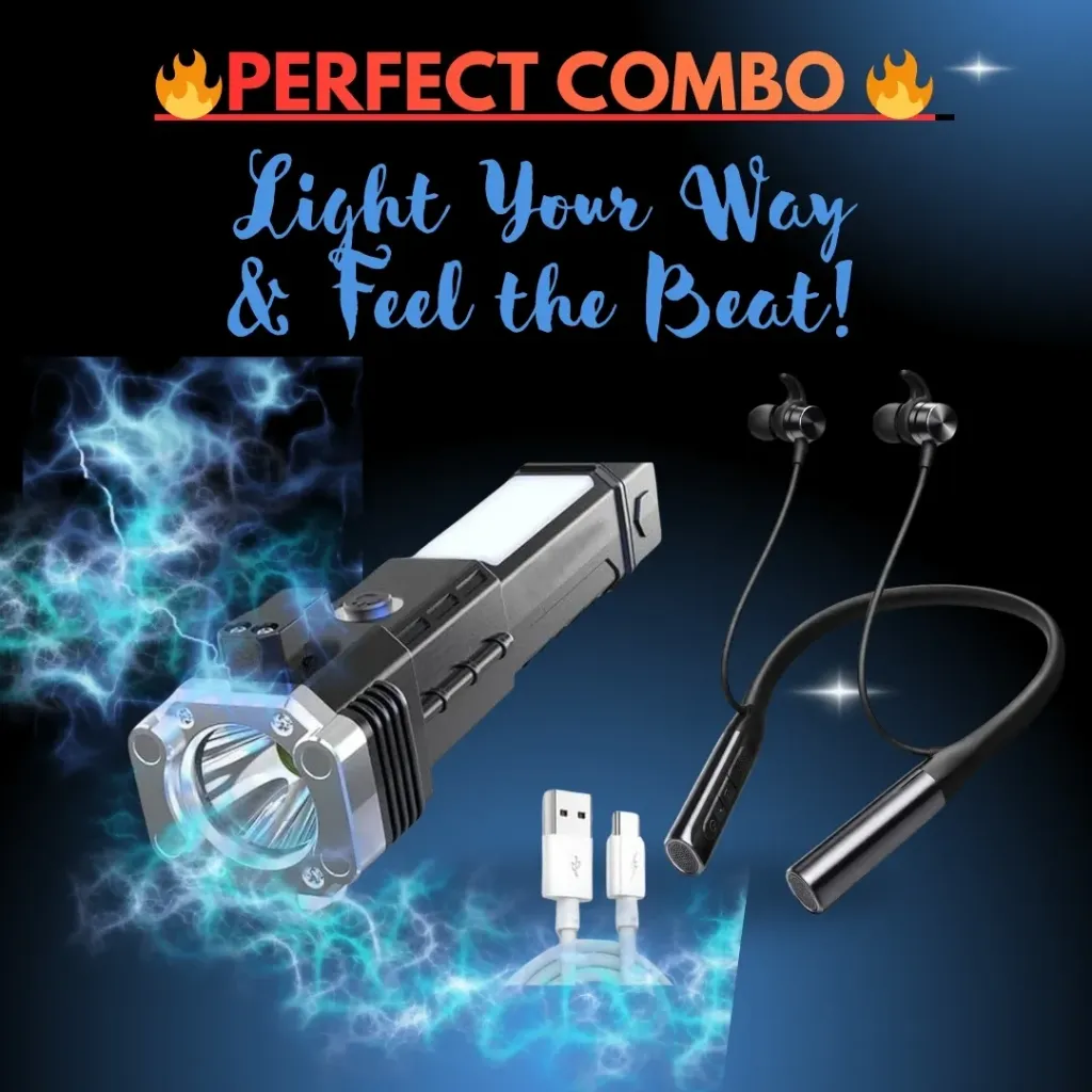 Combo Pack: Hammer Torch with charging Cable and Bluetooth Neckband