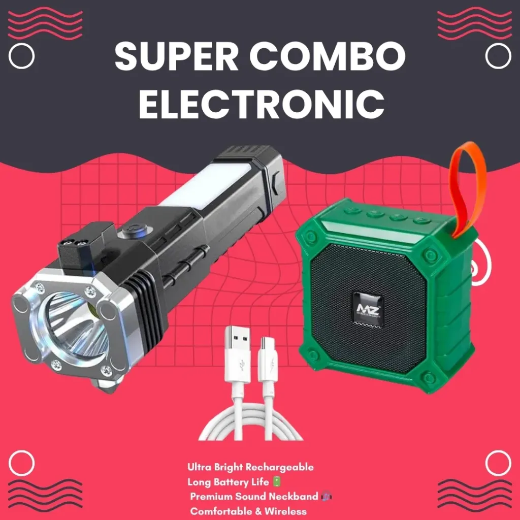 Combo Pack: Hammer Torch with Charging Cable and Bluetooth MZ Speaker with Heavy Sound Quality
