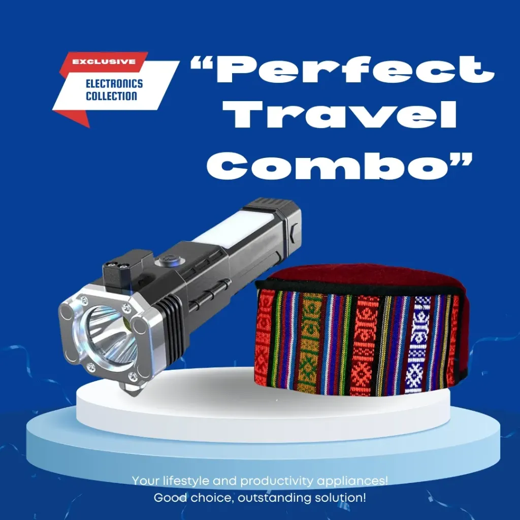 Combo Pack: Hammer Torch and Kashmiri Cap in Maroon Color with Kashmiri design on Front