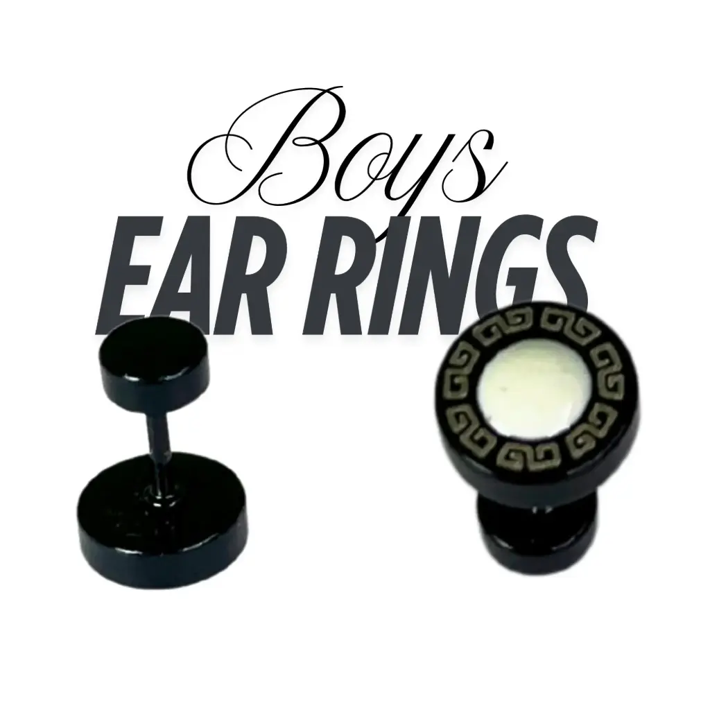 Boys Earring Black Colour With Strong Grip Fashionable Earrings For Boys Pack of 2