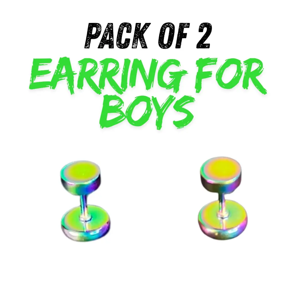 Earring for Boys, Multicolour, Pack of 2 Fashionable Earring For Boys