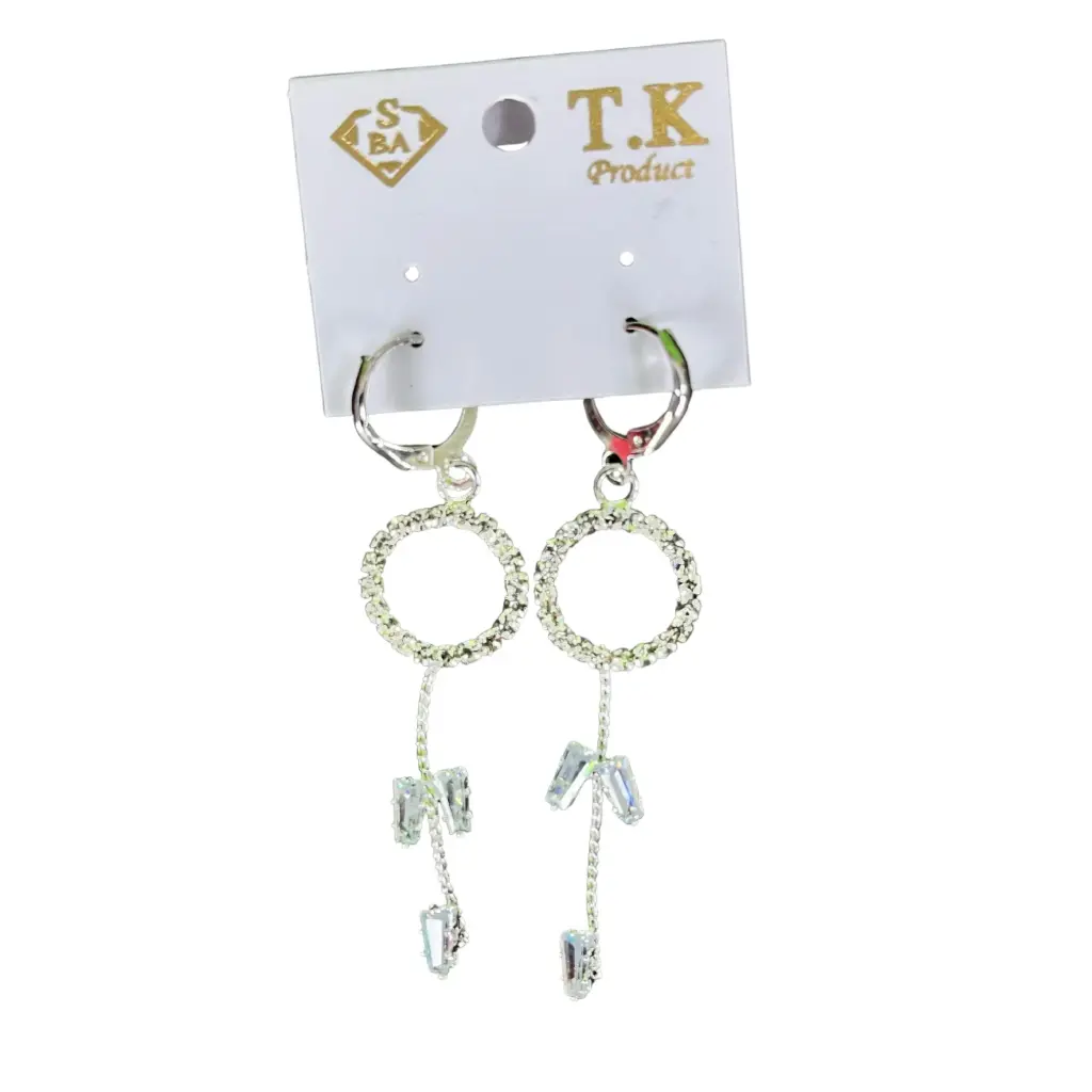 T.K. Fashion Silver Fashionable Earring Drop Earring In White Silverish Rounded Pattern