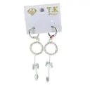 T.K. Fashion Silver Fashionable Earring Drop Earring In White Silverish Rounded Pattern