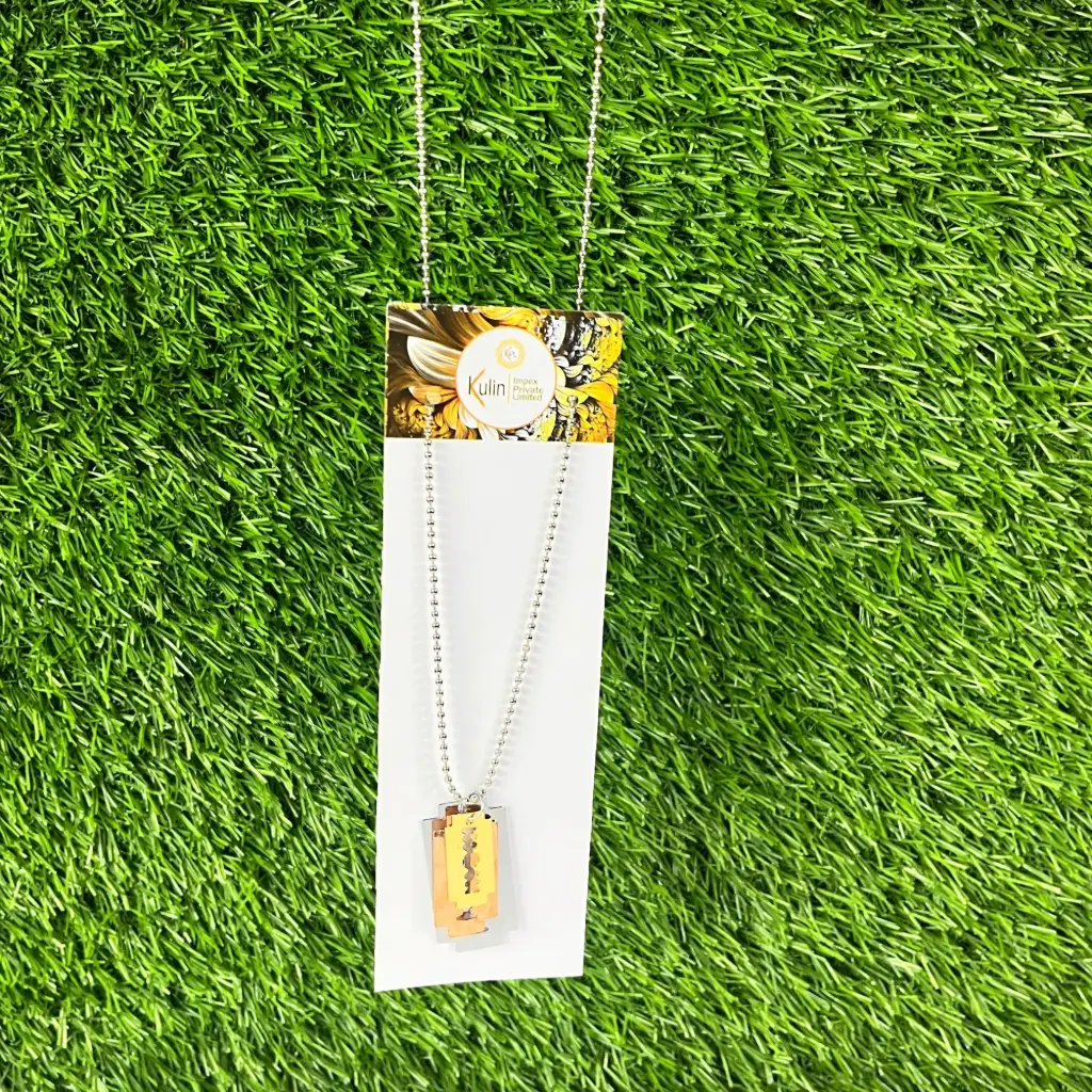Razor Blade Pendant Locket with Rounded Ball Chain