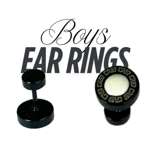 Boys Earring Black Colour With Strong Grip Fashionable Earrings For Boys Pack of 2
