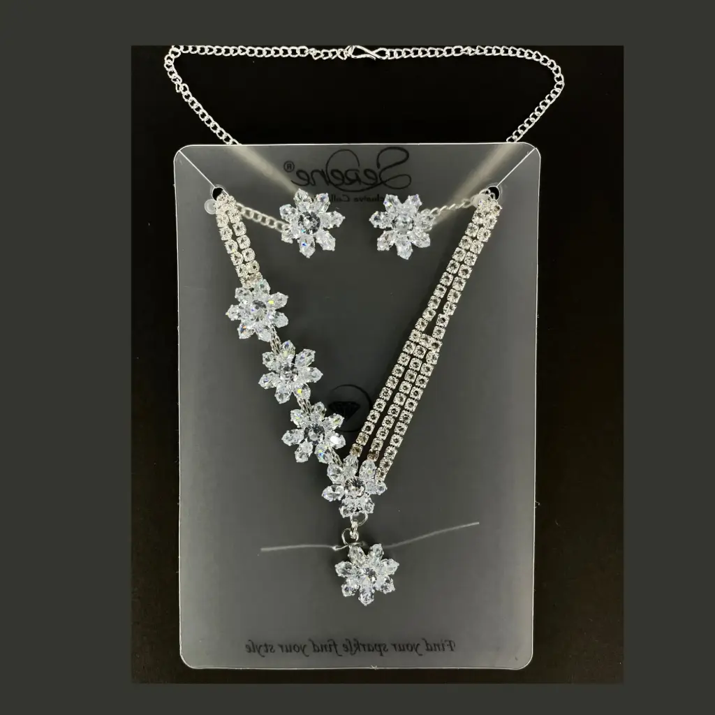 Necklace for Women with Earring Fashionable Necklace in Silverish Pattern