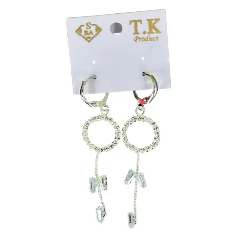 T.K. Fashion Silver Fashionable Earring Drop Earring In White Silverish Rounded Pattern